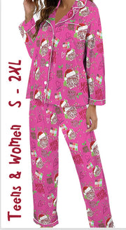 Women: Satin Soft Sleepwear Long Sleeve + Pants Dunham Christmas $64