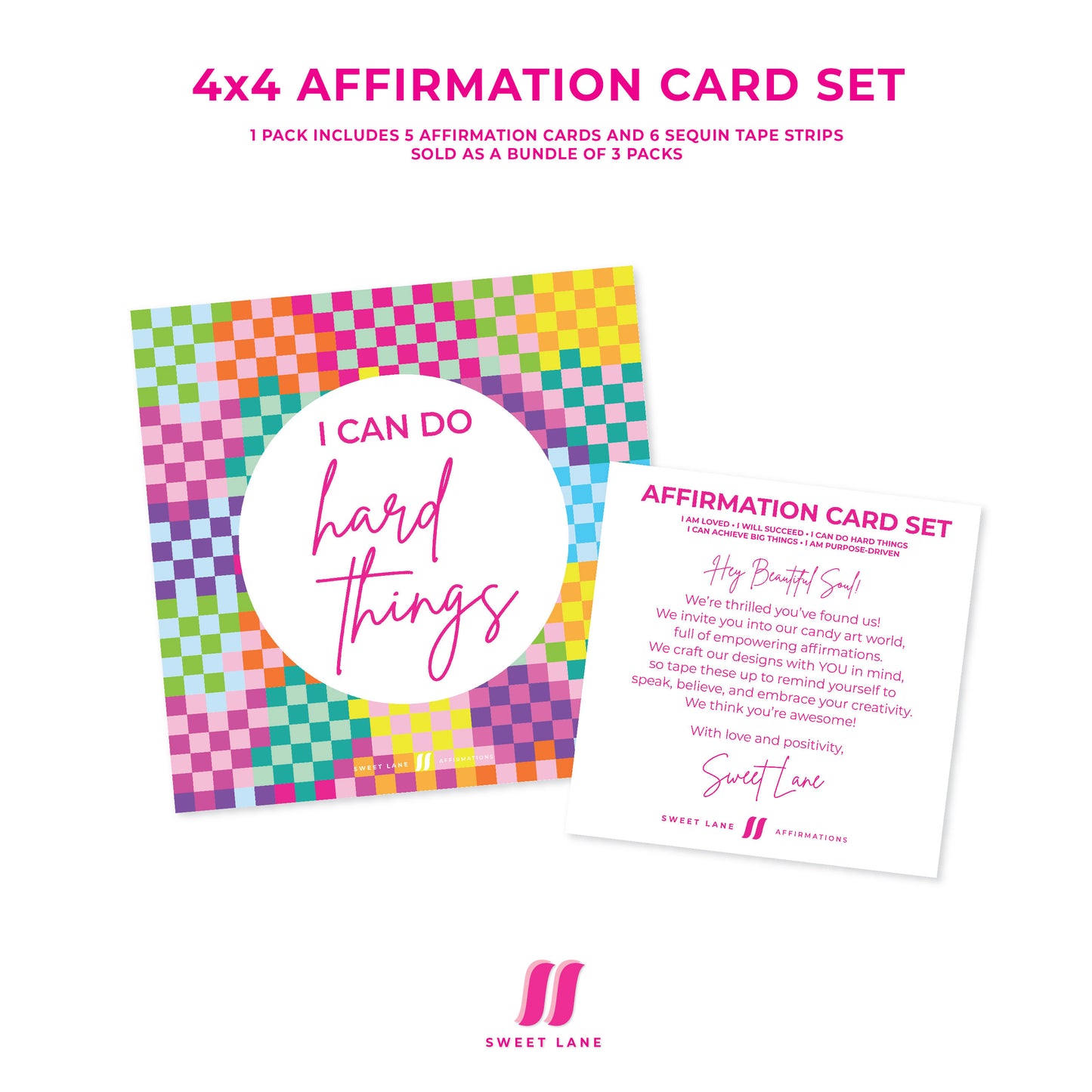 Affirmation Card Set - 4x4 cards - sold as a pack of 3 - $11 a unit