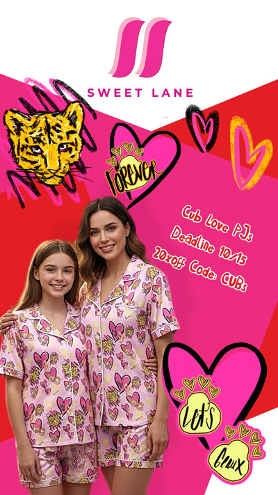 Womens/Teens: Soft Sleepwear Short Sleeve + Shorts Black and Gold