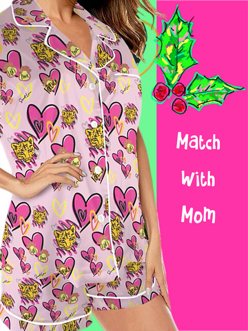 Womens/Teens: Soft Sleepwear Short Sleeve + Shorts Black and Gold