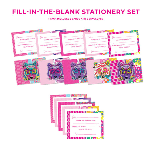 Stationery Fill-in-Blank - Sold as a Set of 5 cards with envelopes / Bundle of 5 Packs - $8.75  a unit