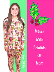 Kids: Soft Sleepwear Long Sleeve + Pants Black and Gold Christmas