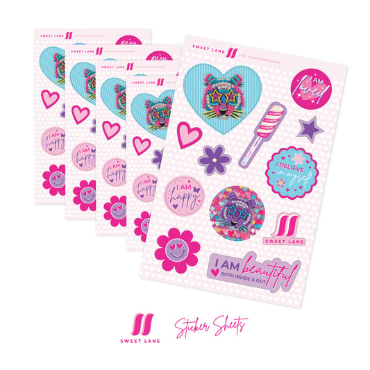 Sticker Sheet - 4x6 - LIZZY (hearts) - sold as a pack of 5 - $5 a unit